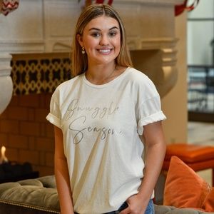 Women off white Snuggle Season tee